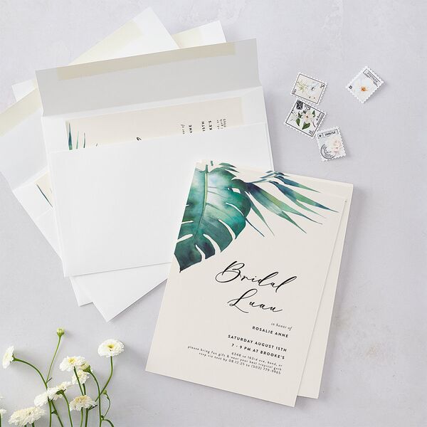 Palm and Protea Bridal Shower Invitations Sky Signature Blank