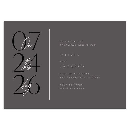 On This Day Rehearsal Dinner Invitations Charcoal Signature Blank Standard