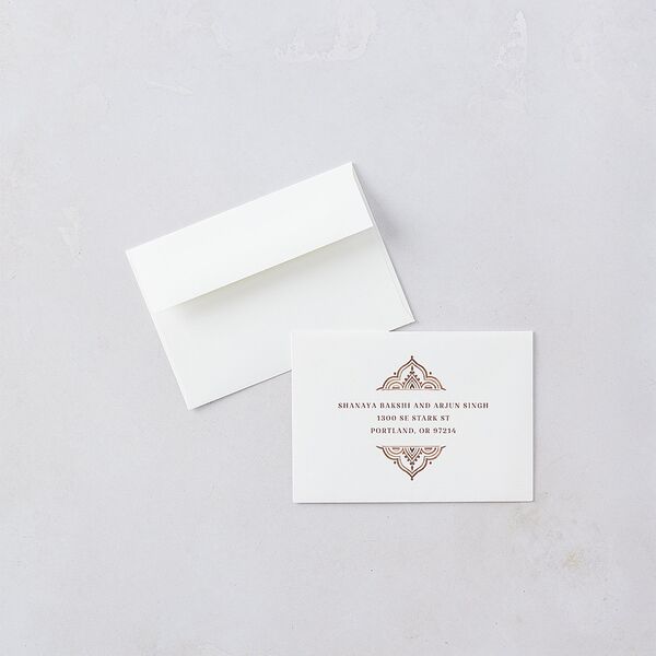 Indian Painted Henna Wedding Response Cards Chestnut Signature Standard