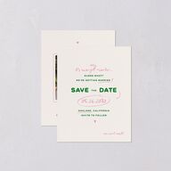 Whimsically Retro Handwritten Note Save the Date Petite Cards Kelly Green Signature smooth Blank No Standard