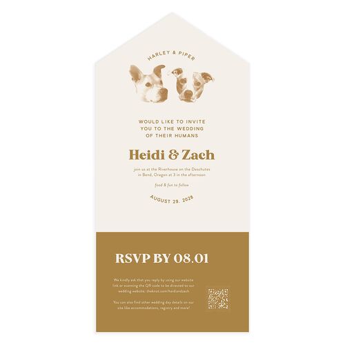 Custom Pet Portrait All-in-One Wedding Invitations Driftwood Signature Light Both Recipient and Return Addresses