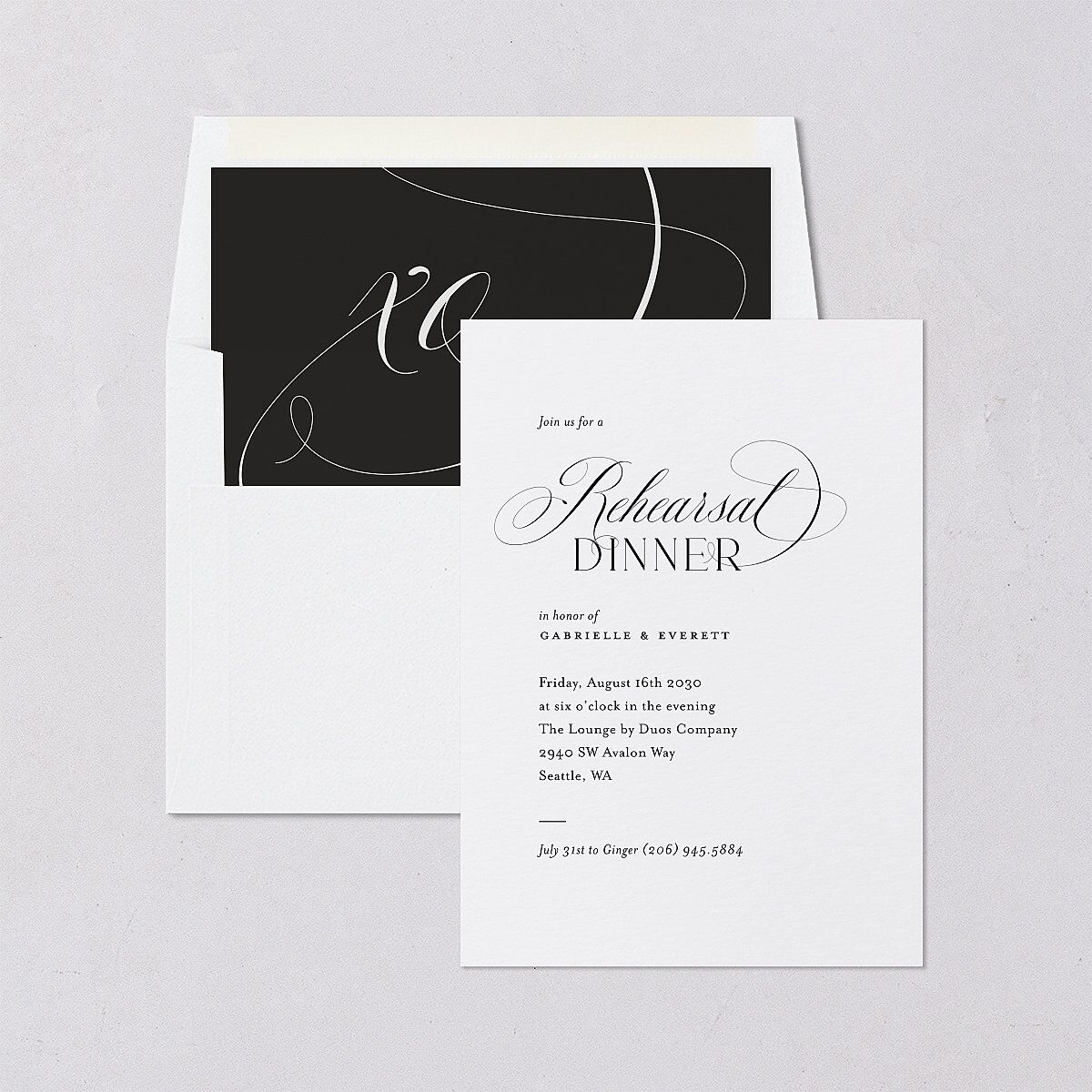 Opposites Attract Rehearsal Dinner Invitations Licorice Signature Blank