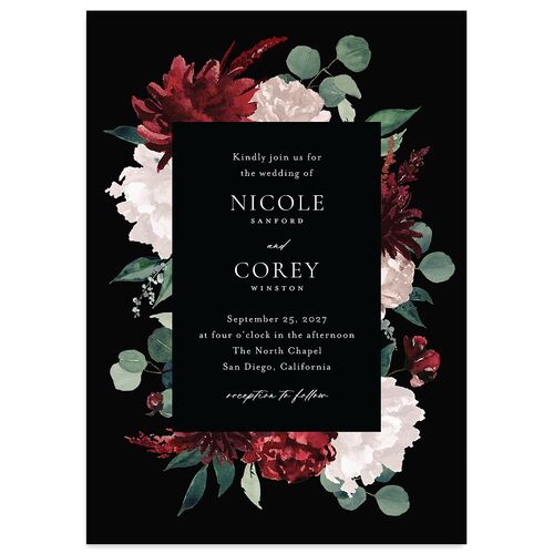 Timeless Bouquet Wedding Invitations Licorice Signature Blank No Standard