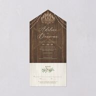 Farmhouse Lights All-in-One Wedding Invitations Walnut Signature Light Both Recipient and Return Addresses No