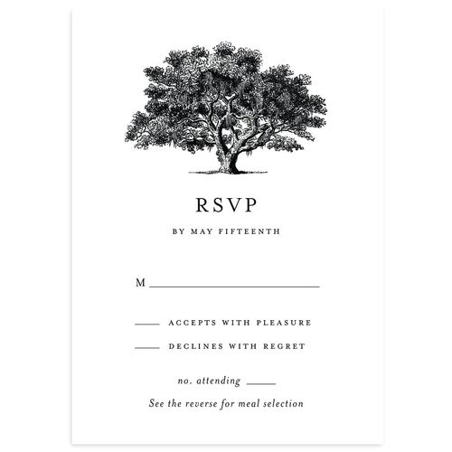 Southern Oak Tree Wedding Response Cards Charcoal Signature Standard