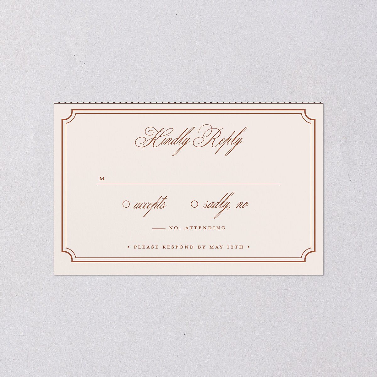 Elegant Eclectic All-in-One Wedding Invitations Walnut Signature Light Both Recipient and Return Addresses No