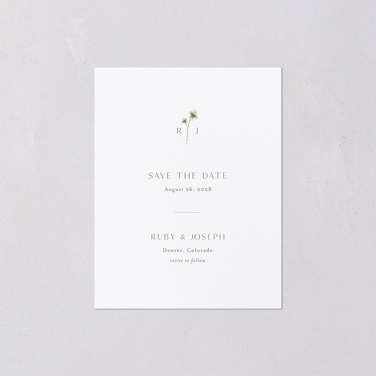 Dainty Monogram Save the Date Petite Cards Moon Rock Signature smooth Blank No Standard