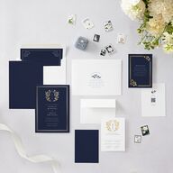 Rustic Kingdom Wedding Invitations Gold Navy Signature Blank No Standard