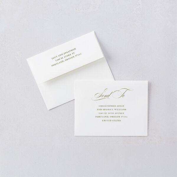 Branches Monogram Save the Date Petite Cards Olive Signature smooth Blank No Standard