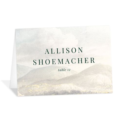 Vintage Landscape Place Cards Dark Green Signature