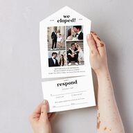 Photo Elopement All-in-One Wedding Invitations Pure White Signature Light Both Recipient and Return Addresses No