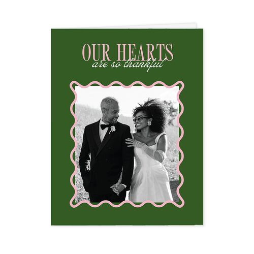 Wavy Frame Photo Thank You Cards Scottish Green
