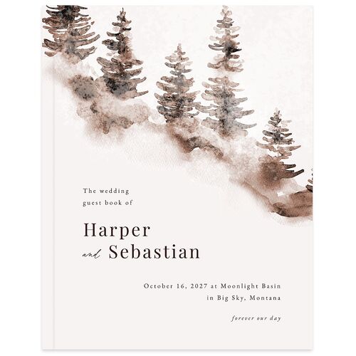 Snowy Mountainside Guest Books Sepia
