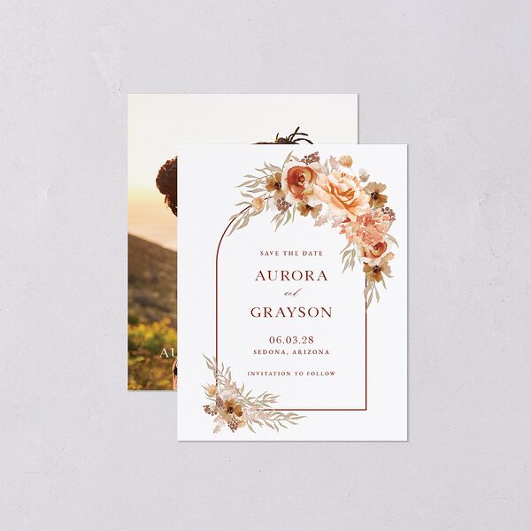 Bohemian Arch Save the Date Petite Cards Copper Signature smooth Blank No Standard