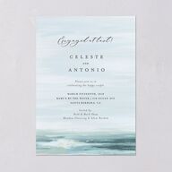 Painted Beach Engagement Party Invitations Dusty Blue Signature Blank Standard