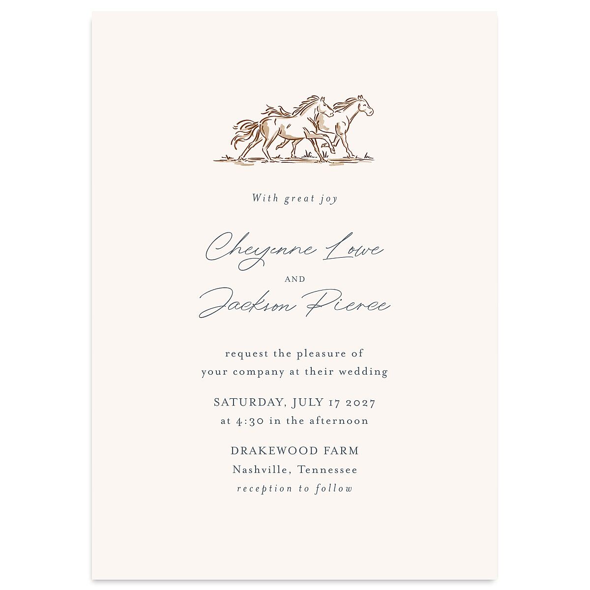 Western Wild Horses Wedding Invitations