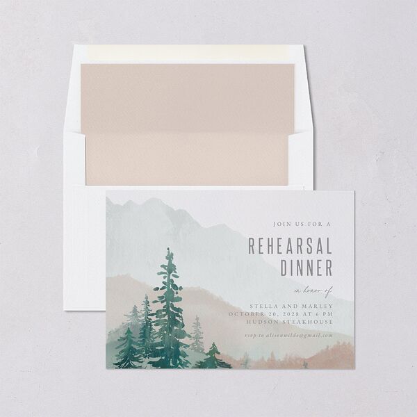 Painted Mountains Rehearsal Dinner Invitations Eucalyptus Signature Blank Standard