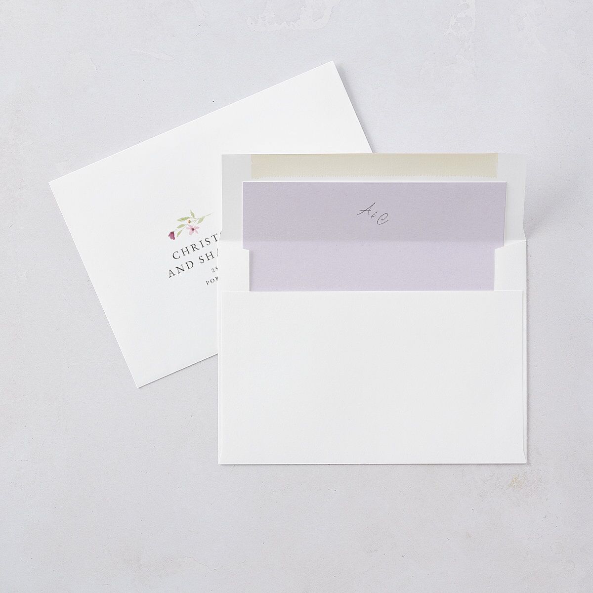 Classic Wildflower Frame Wedding Invitations Amethyst Signature Blank No Standard