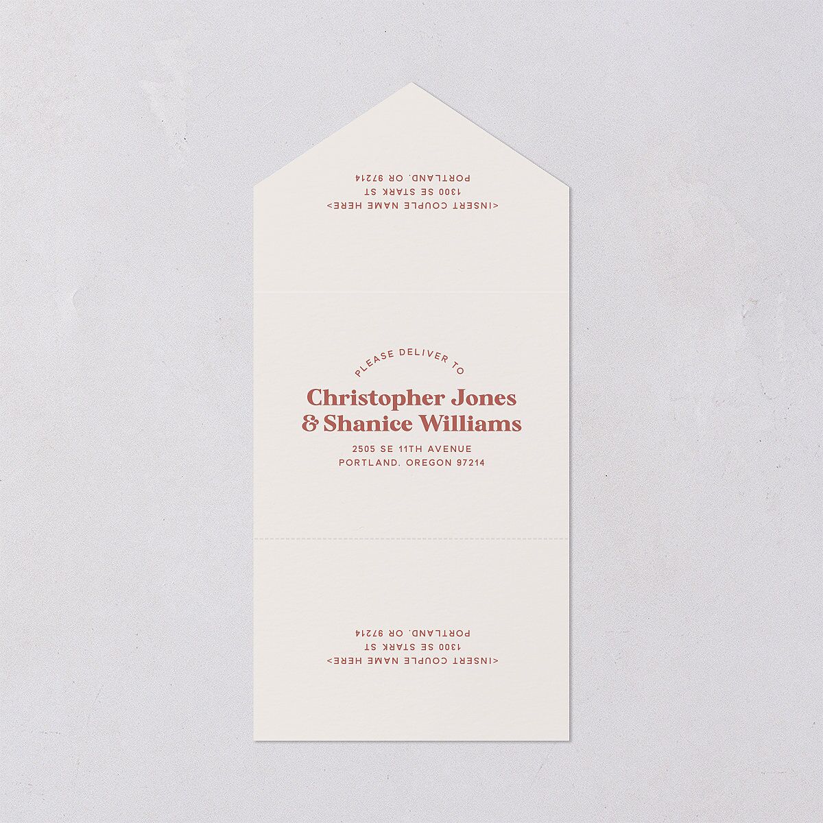 Custom Pet Portrait All-in-One Wedding Invitations Desert Rose Signature Light Both Recipient and Return Addresses