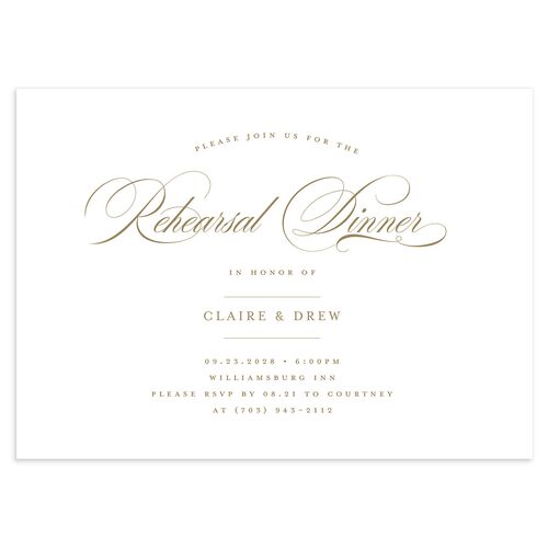 Classic Calligraphy Rehearsal Dinner Invitations Fawn Signature Blank Standard