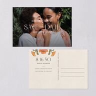 Vintage Nouveau Floral Save The Date Postcards Pear