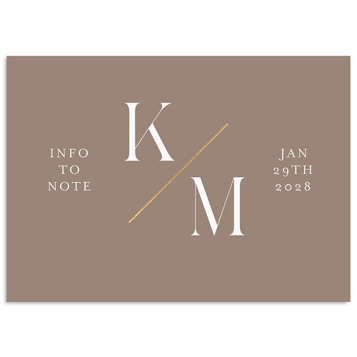 Monogram Slant Foil Wedding Enclosure Cards Gold Fawn Signature Standard
