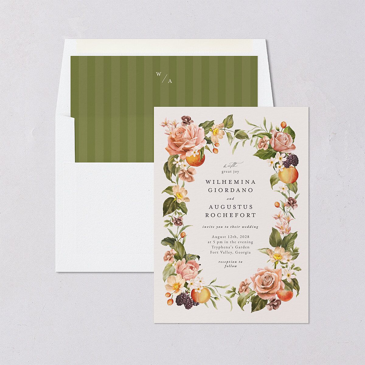 Botanical Citrus Garden Envelope Liners Standard Rose Gold