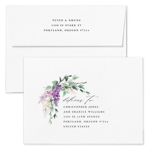 Sparkling Wisteria Wedding Invitation Envelopes Blue Iris Return Address Standard Signature