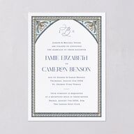 Church Stained Glass Wedding Invitations Moody Blue Signature Blank No Standard