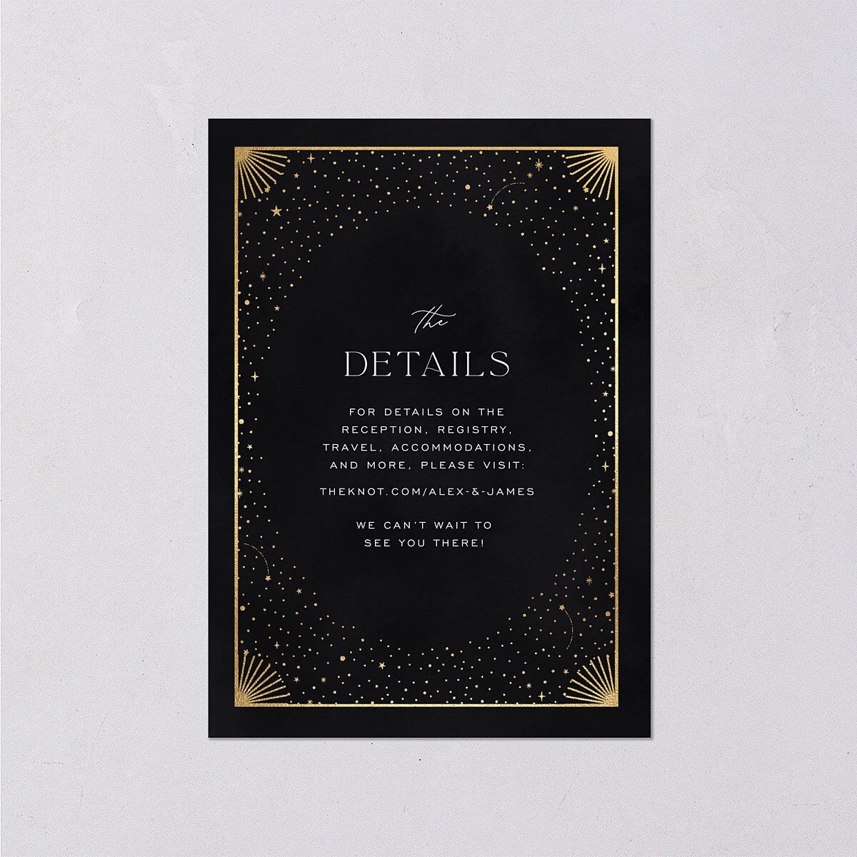 Written In The Stars Wedding Event Detail Cards Gold Midnight Signature Standard