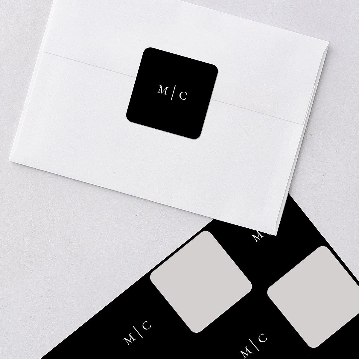 Classically Stated Wedding Stickers Pure White Soft Square