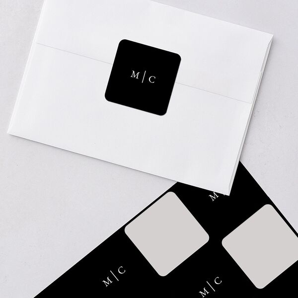 Classically Stated Wedding Stickers Pure White Soft Square