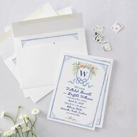 Countryside Crest Wedding Invitations Royal Blue Signature Blank No Standard