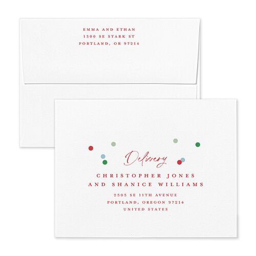 Instant Film Christmas Confetti Thank You Card Envelopes White Ivory Both Recipient and Return Addresses Signature Standard