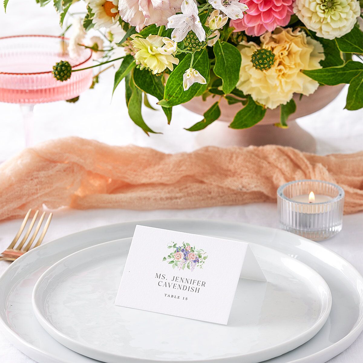 Formal Wisteria Garden Crest Place Cards by Bridgerton — view 2
