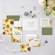 Sunflower Wedding Invitations Cream Signature Blank No Standard