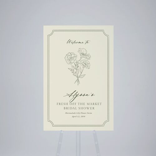 Fresh off the Market Garden Vintage Botanical Sketch Bridal Shower Standard Welcome Sign Large Dark Camo Standard Outdoor Corrugated L Welcome