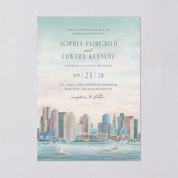 Boston Skyline Wedding Invitations Champagne Signature Blank No Standard