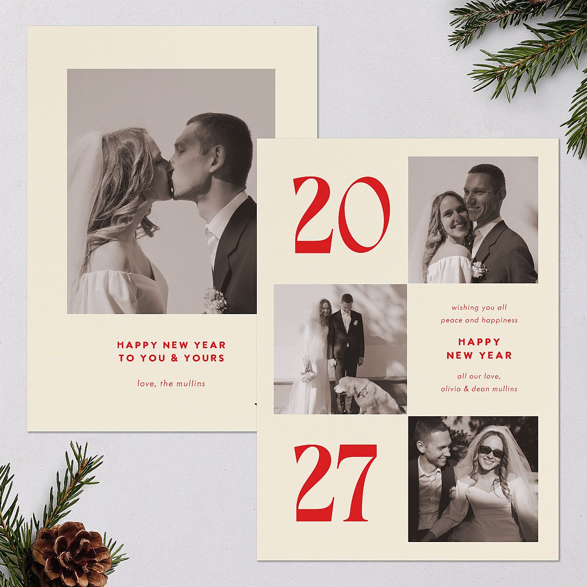 Bold Year Photo Series Holiday Cards Candy Pink Signature Blank Standard
