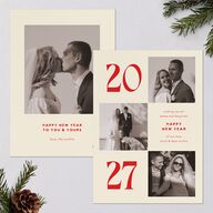Bold Year Photo Series Holiday Cards Candy Pink Signature Blank Standard