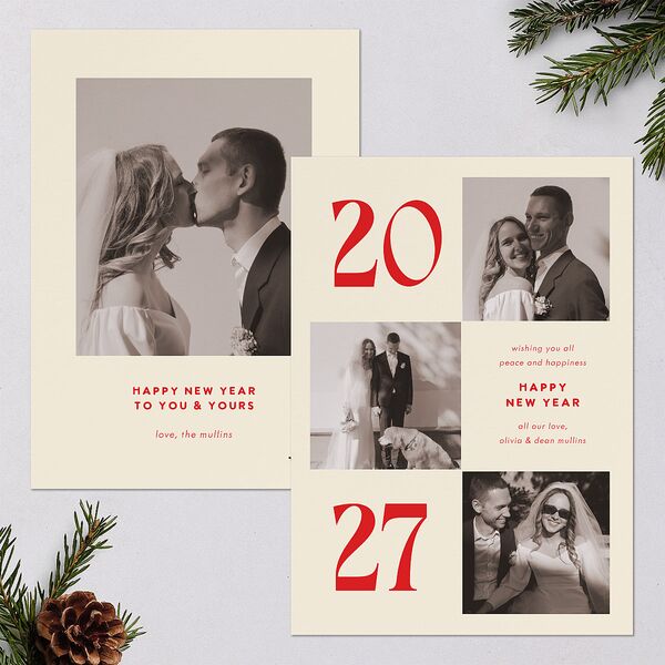 Bold Year Photo Series Holiday Cards Candy Pink Signature Blank Standard