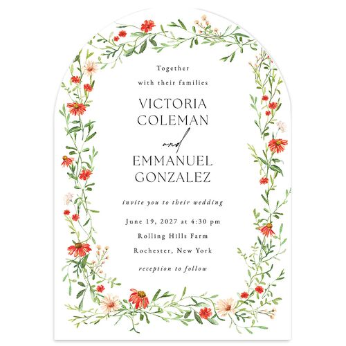 Wildflower Border Wedding Invitations  Scarlet Signature Blank No Arch
