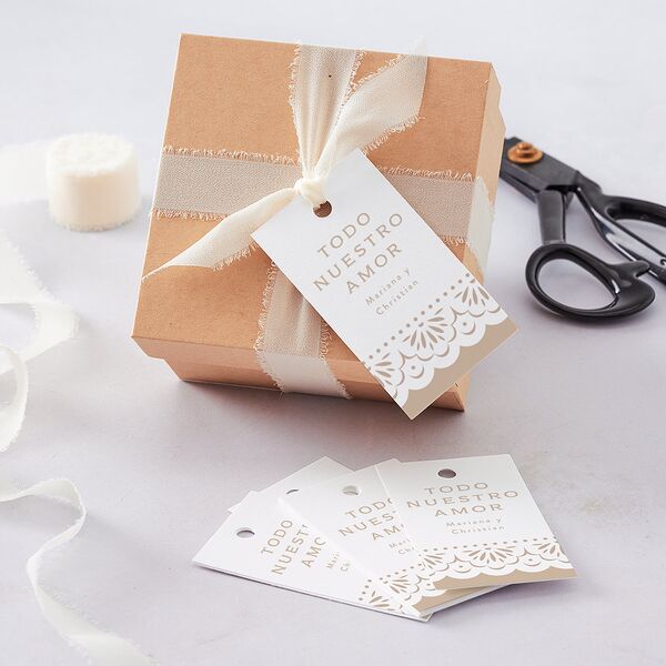 Papel Picado De Mexico Favor Gift Tags Taupe Signature