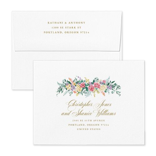 Glamorous Regency Garden Thank You Card Envelopes by Bridgerton Kraft Pure White Return Address Signature Standard
