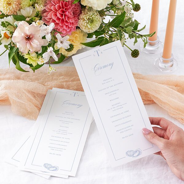 Coastal Oysters and Anchors Wedding Programs Sea Blue Signature