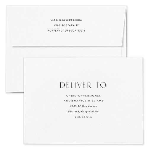 Moonlit Garden Save The Date Card Envelopes White Dark Navy Both Recipient and Return Addresses Signature Standard