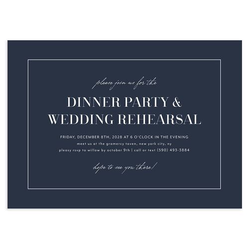 Classic Border Rehearsal Dinner Invitations Moody Blue Signature Blank