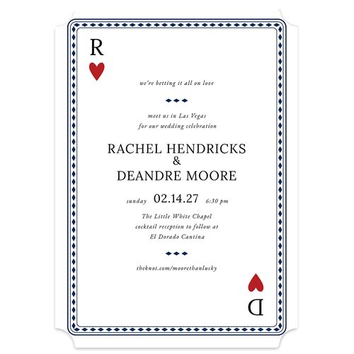 Las Vegas Playing Card Wedding Invitations Navy Signature Blank No Ticket