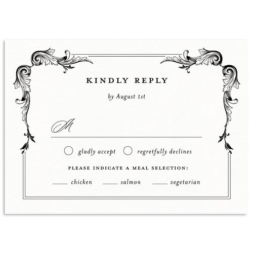 Vintage Ornate Frame Wedding Response Cards Midnight Signature Standard