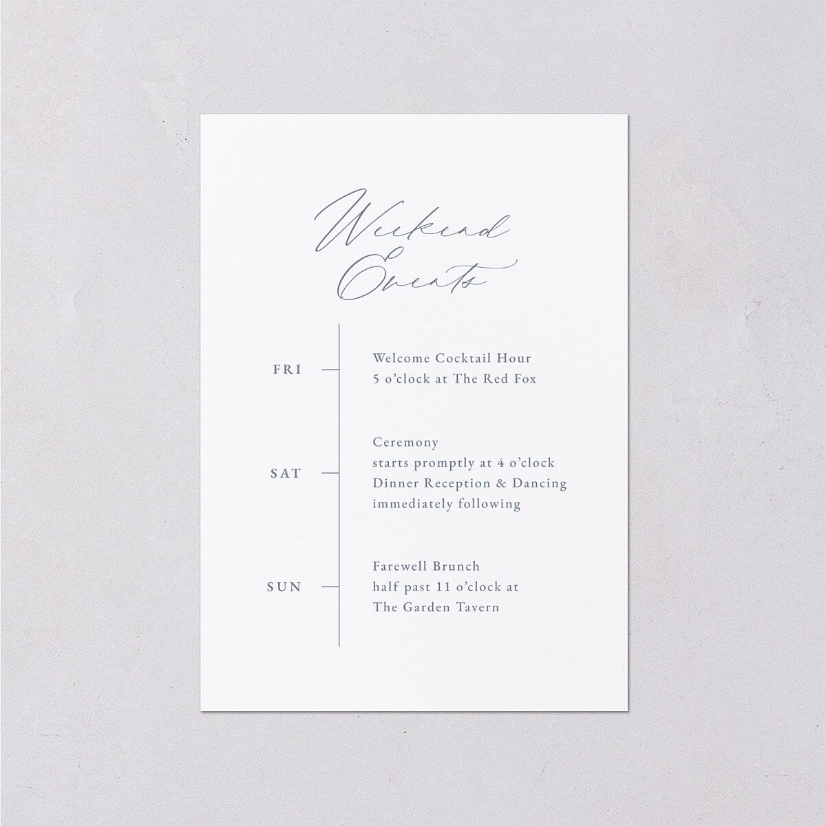 Antique Victorian Botanical Wedding Event Detail Cards Dusty Blue Signature Standard